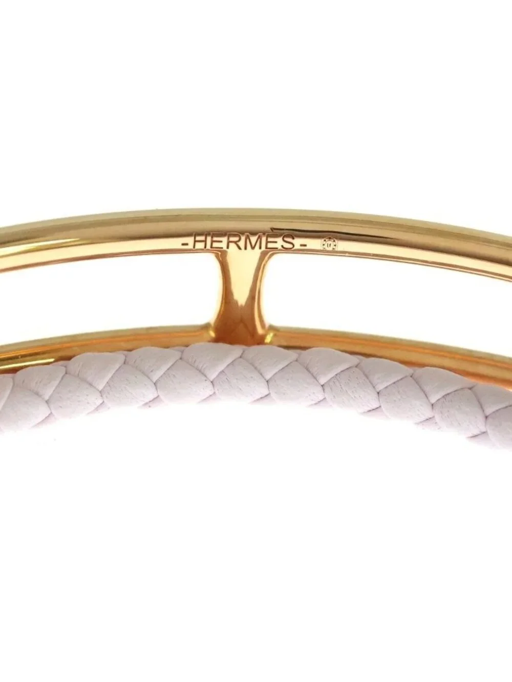 Hermes Roulis Double Tour Leather Bracelet Rose Sakura Gold Plated Pink